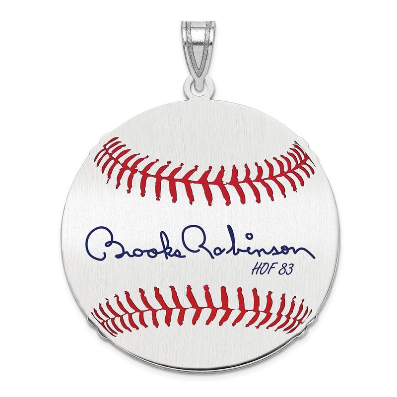 Sterling Silver Brooks Robinson Signature Lg Enamel Baseball Pendant